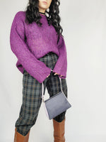 Load image into Gallery viewer, 90s handmade purple jazzy knit minimalist oversize jumper
