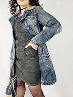 Load image into Gallery viewer, Y2K 00s vintage blue denim long sherpa lining coat
