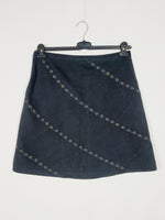 Load image into Gallery viewer, 00s Y2K black denim rivet minimalist A-line midi skirt
