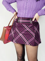 Load image into Gallery viewer, 00s Y2K esprit purple plaid minimalist pleated Grunge mini skirt
