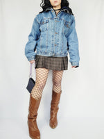 Load image into Gallery viewer, 90s blue denim jeans fleece lined menswear oversized jacket

