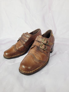 Vintage 90s brown leather mid heels Western shoes