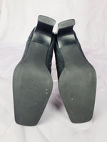 Load image into Gallery viewer, 00s Y2K black faux suede square toe ankle shoes
