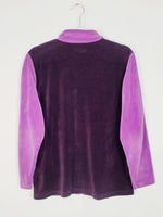 Load image into Gallery viewer, 90s sequin embroidery purple velveteen zip sweatshirt jacket
