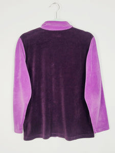 90s sequin embroidery purple velveteen zip sweatshirt jacket