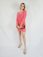 Load image into Gallery viewer, Y2K 00s fluffy furry pink cable knit minimalist mini dress
