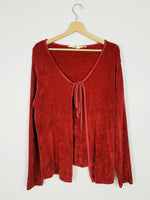 Load image into Gallery viewer, 90s vintage front tie up red cardigan top
