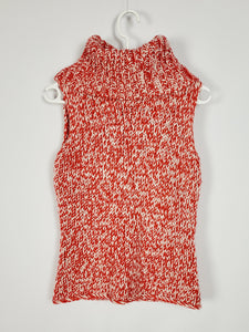 Retro 90s red minimalist jazzy cable knit sleeveless top