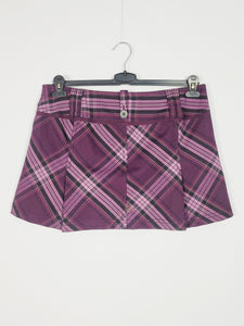 00s Y2K esprit purple plaid minimalist pleated Grunge mini skirt