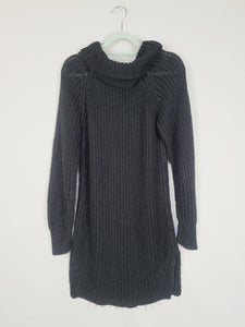 Y2K 00s minimalist black cable knit chunky oversized dress