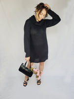 Load image into Gallery viewer, Y2K 00s minimalist black cable knit chunky oversized dress
