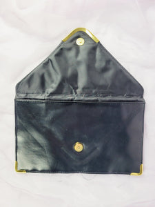 Y2K 00s retro black faux leather minimalist envelope purse