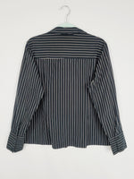 Load image into Gallery viewer, 90s retro black striped smart casual preppy shirt blouse
