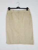 Load image into Gallery viewer, 90s retro beige corduroy minimalist midi pencil skirt
