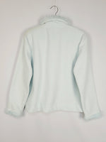 Load image into Gallery viewer, 90s pastel blue furry trim fleece zip sweatshirt jacket
