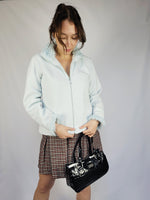 Load image into Gallery viewer, 90s pastel blue furry trim fleece zip sweatshirt jacket
