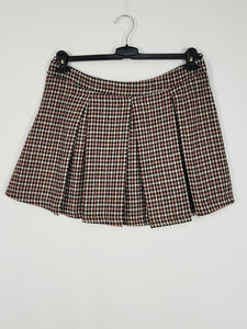 00s Y2K houndtooth minimalist pleated Grunge mini skirt