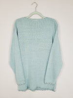 Load image into Gallery viewer, 90s baby blue minimalist beaded embroidered cardigan sweater
