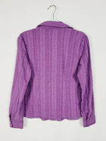 Load image into Gallery viewer, 90s retro purple striped minimalist zipped shirt blouse
