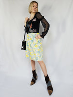 Load image into Gallery viewer, 70s vintage pastel colorful handmade floral mid summer skirt
