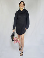 Load image into Gallery viewer, Y2K 00s minimalist black cable knit chunky oversized dress
