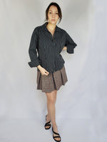 Load image into Gallery viewer, 90s retro black striped smart casual preppy shirt blouse
