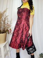 Load image into Gallery viewer, Vintage 90s retro burgundy embroidered bandeau Prom dress
