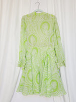 Load image into Gallery viewer, 70s retro handmade green paisley print flare midi dress
