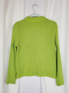 90s vintage green padded knit combo zipped cardigan jacket