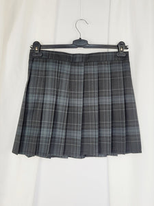 90s grey checked minimalist pleated academia mini skirt