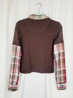 Load image into Gallery viewer, Y2K combo t-shirt blouse brown collared grunge top
