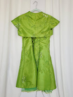 Load image into Gallery viewer, 90s retro green embroidered sequin Prom dress with bolero
