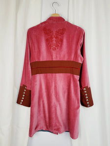 Vintage 90s pink minimalist velveteen embroidered coat
