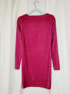 Y2K 00s magenta pink velveteen minimalist party mini dress