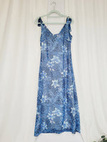 Load image into Gallery viewer, Retro 90s blue floral minimalist occasional ankle maxi dress
