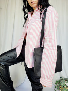 90s retro pink striped basic minimalist cotton blouse shirt