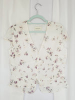 Load image into Gallery viewer, Retro 90s white romantic summer floral short sleeve blouse
