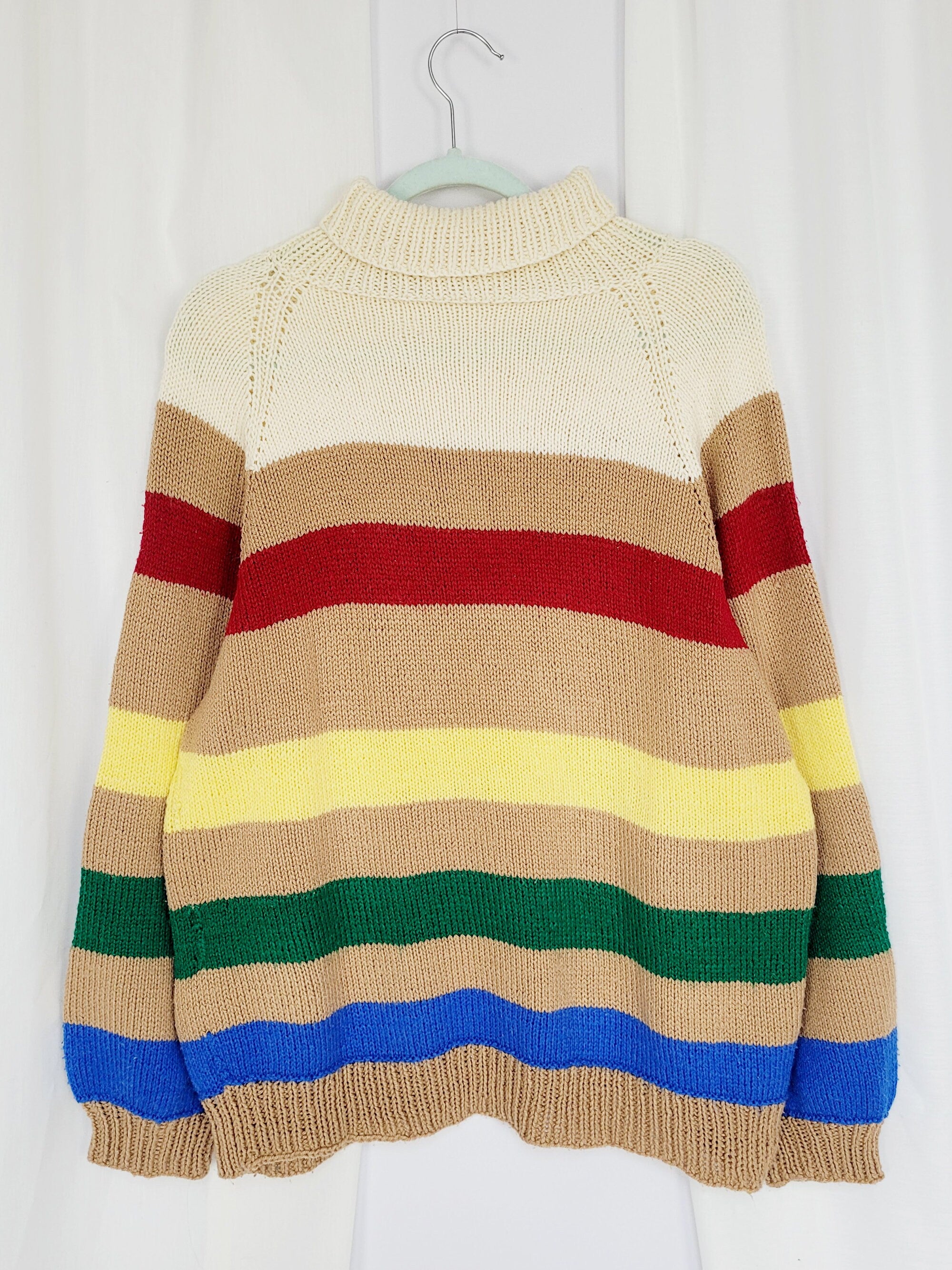 Retro 90s handknit striped colorful minimalist sweater top