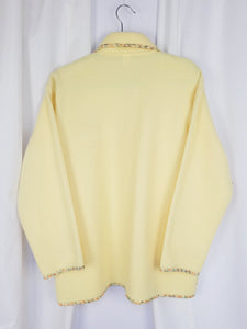90s retro minimalist fleece pastel yellow zipped jacket