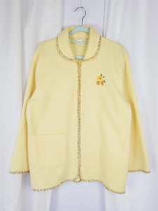 90s retro minimalist fleece pastel yellow zipped jacket