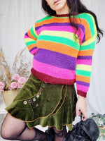 Load image into Gallery viewer, Retro 90s handknit neon colorful minimalist sweater top
