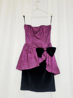 Load image into Gallery viewer, Vintage 90s retro purple floral peplum bandeau Prom dress
