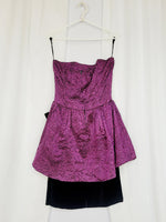 Load image into Gallery viewer, Vintage 90s retro purple floral peplum bandeau Prom dress
