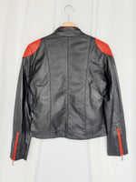 Load image into Gallery viewer, 90s black genuine leather zipped woman biker jacket
