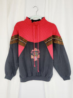 Load image into Gallery viewer, Vintage 90s red black sports grunge quarter zip sweatshirt
