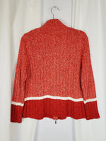 Load image into Gallery viewer, 90s pink red jazzy knit minimalist prep grunge zip cardigan
