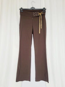 Y2K 00s brown slim fit festive stretch flare pants