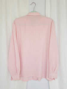 Vintage 80s pastel pink embroidered minimalist shirt blouse