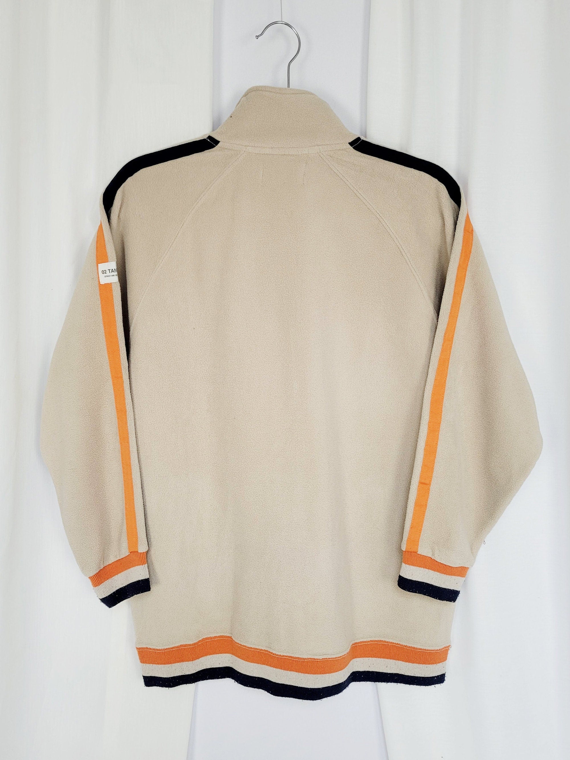 Vintage 90s beige fleece sports zip sweatshirt jacket