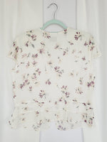 Load image into Gallery viewer, Retro 90s white romantic summer floral short sleeve blouse
